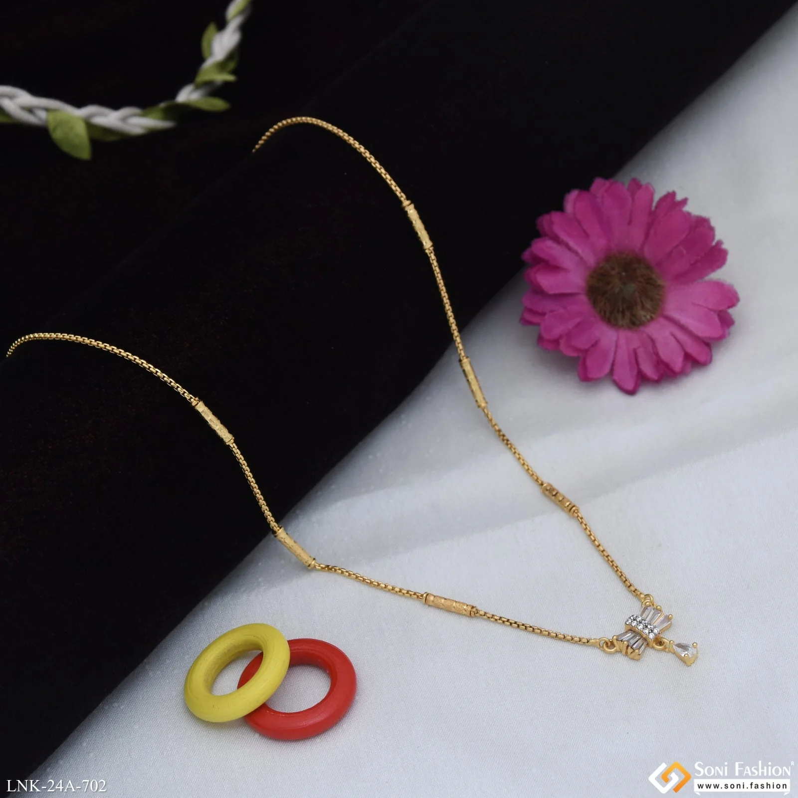 1 Gram Gold Plated Unique Design Necklace for Ladies - Style A702