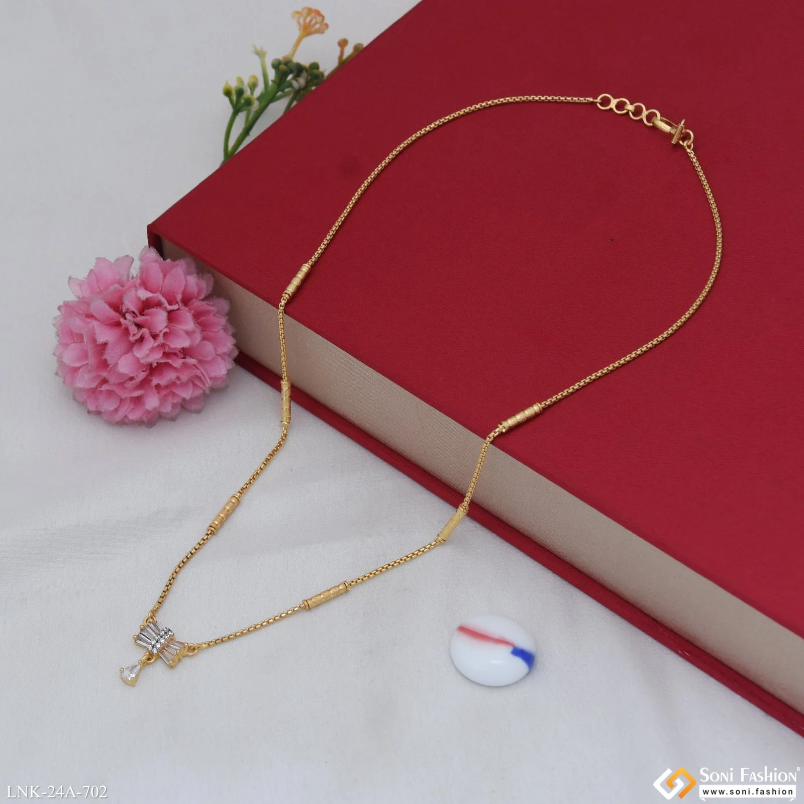 1 Gram Gold Plated Unique Design Necklace for Ladies - Style A702 - Image 5