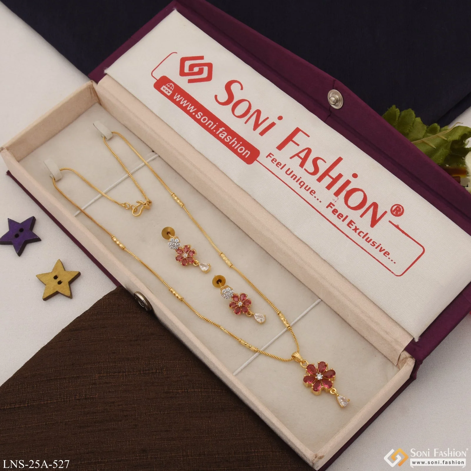 1 Gram Gold Plated Unique Design Necklace Set for Ladies - Style A527 - Image 2