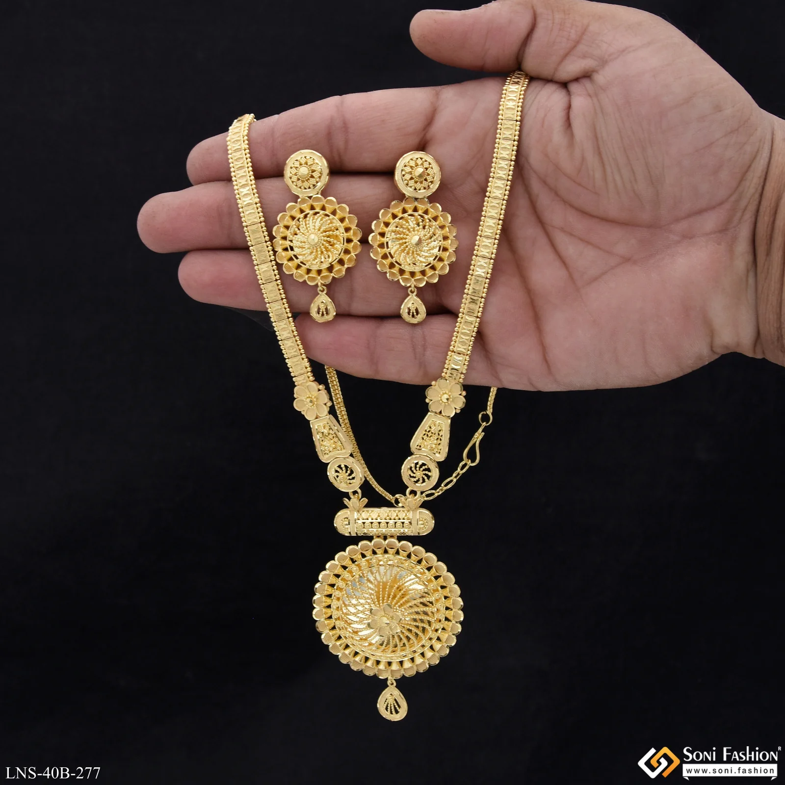 1 Gram Gold Plated Unique Design Necklace Set for Women - Style B277 - Image 2