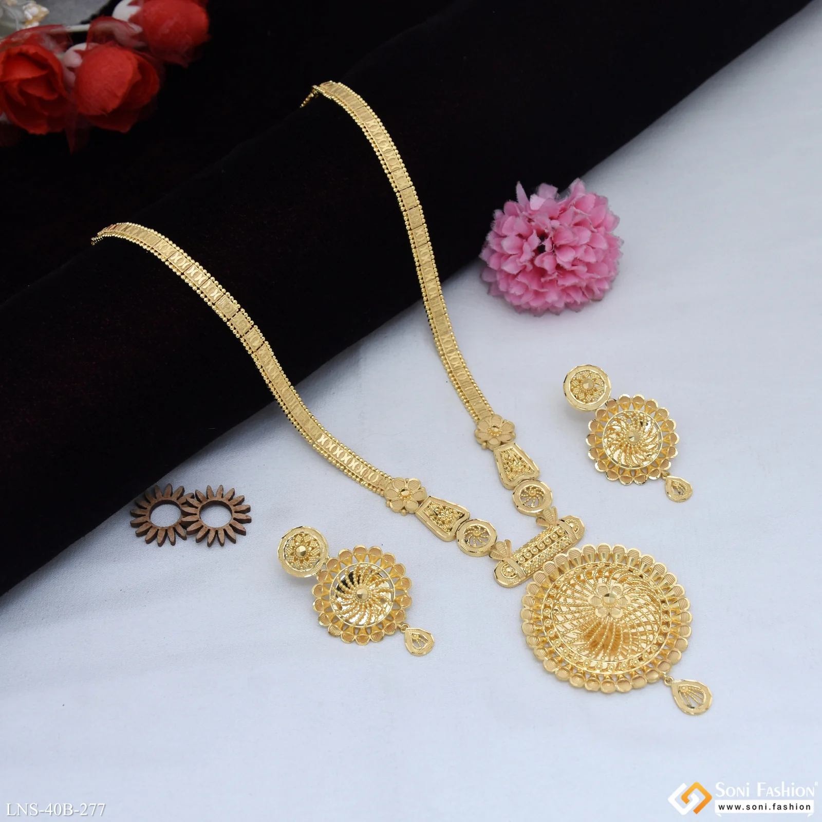 1 Gram Gold Plated Unique Design Necklace Set for Women - Style B277 - Image 3