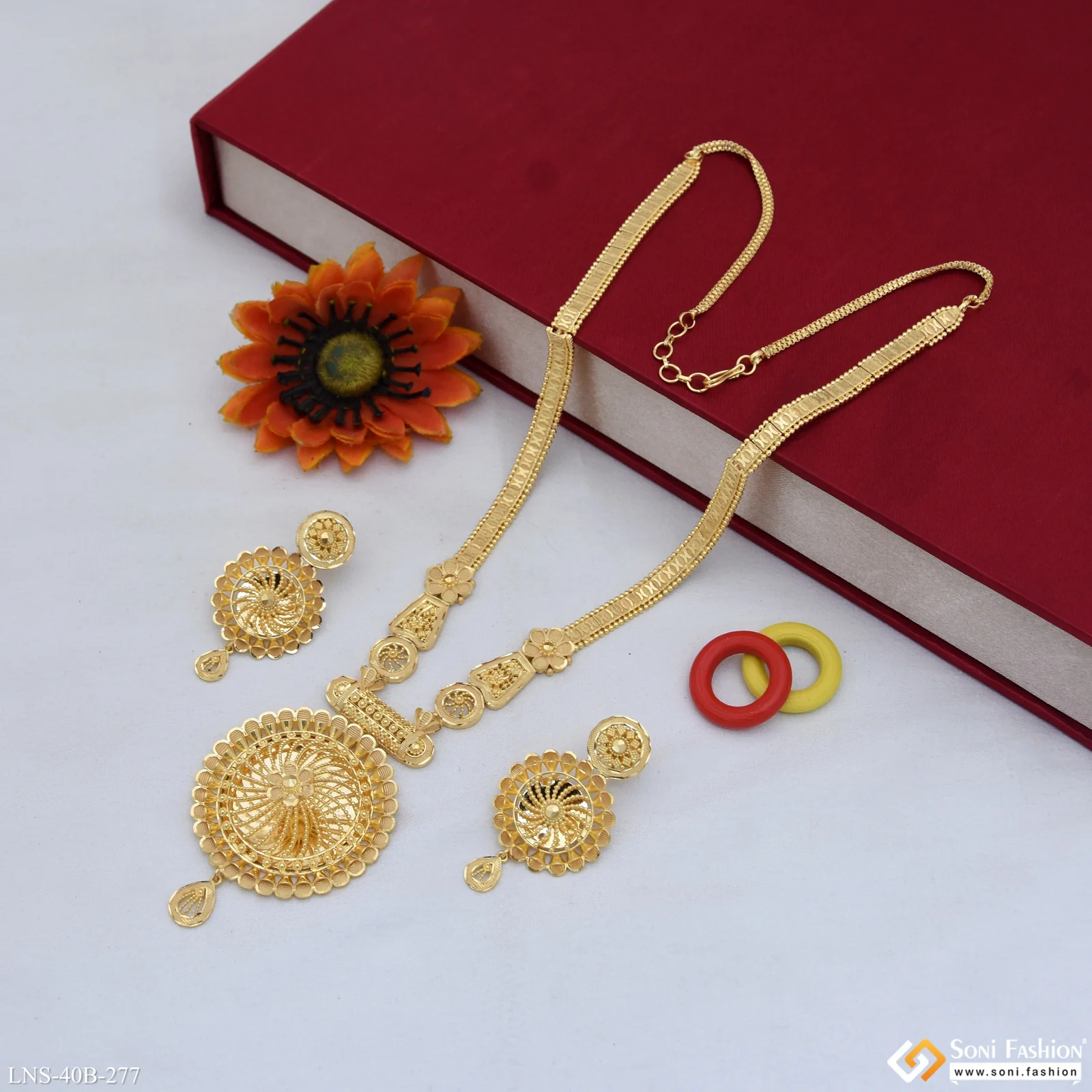 1 Gram Gold Plated Unique Design Necklace Set for Women - Style B277 - Image 5