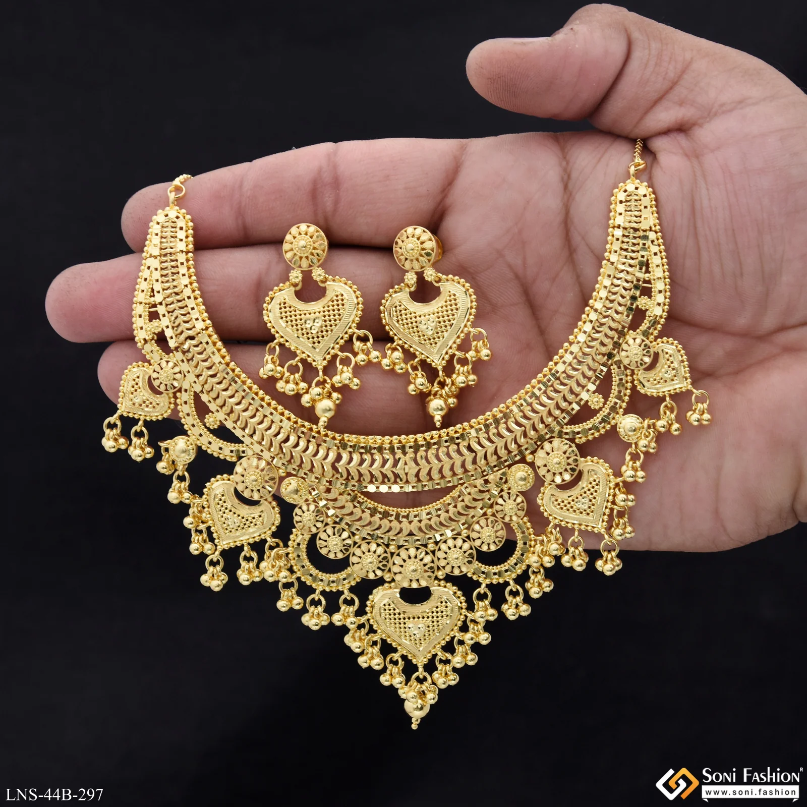 1 Gram Gold Plated Unique Design Necklace Set for Women - Style B297 - Image 2