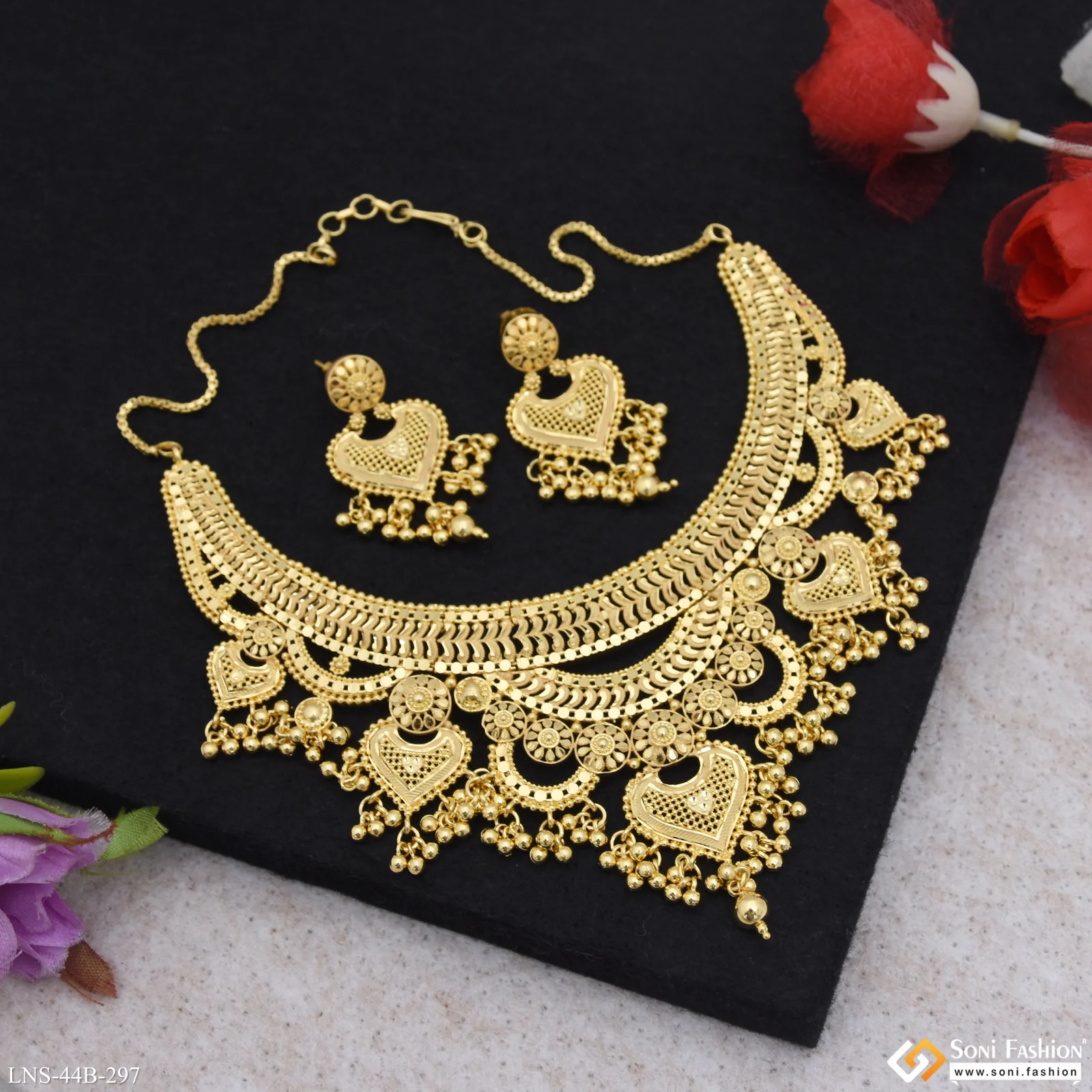 1 Gram Gold Plated Unique Design Necklace Set for Women - Style B297 - Image 4