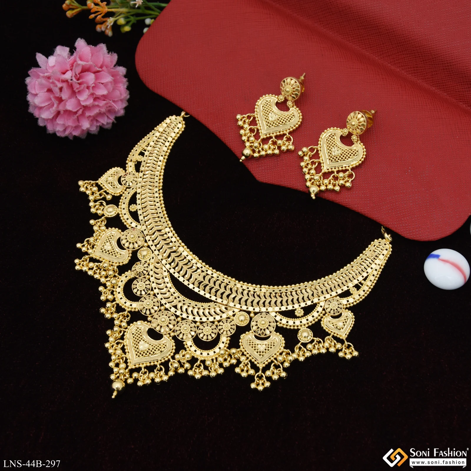 1 Gram Gold Plated Unique Design Necklace Set for Women - Style B297 - Image 5