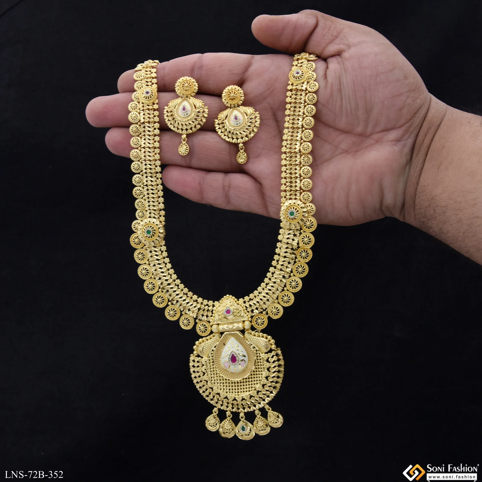 1 Gram Gold Plated Unique Design Necklace Set for Women - Style B352 - Image 2