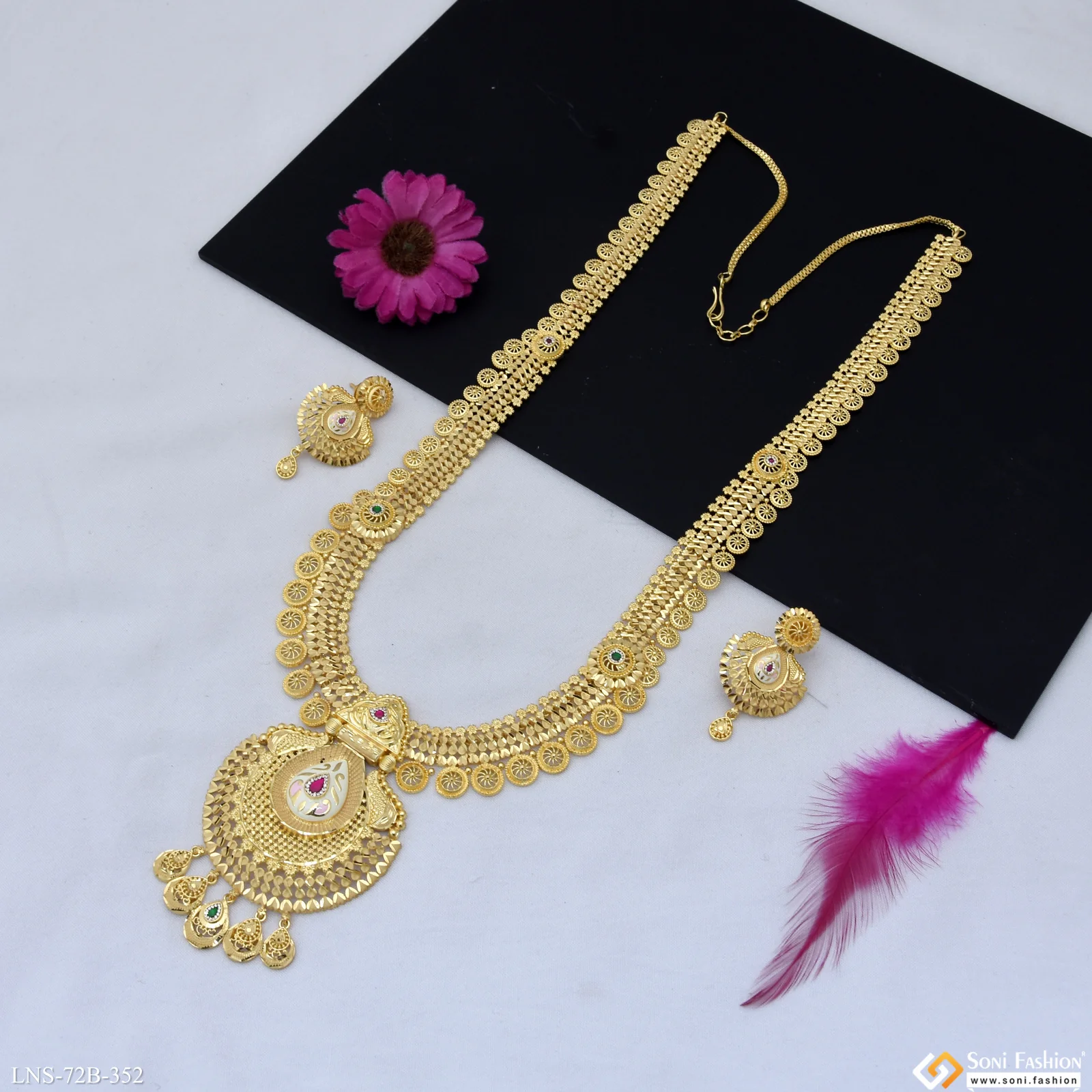 1 Gram Gold Plated Unique Design Necklace Set for Women - Style B352 - Image 3