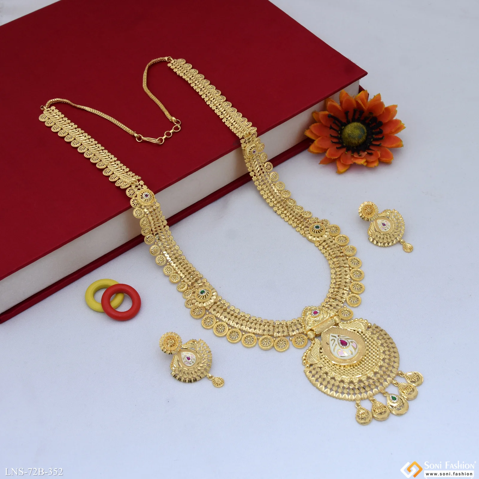 1 Gram Gold Plated Unique Design Necklace Set for Women - Style B352 - Image 4