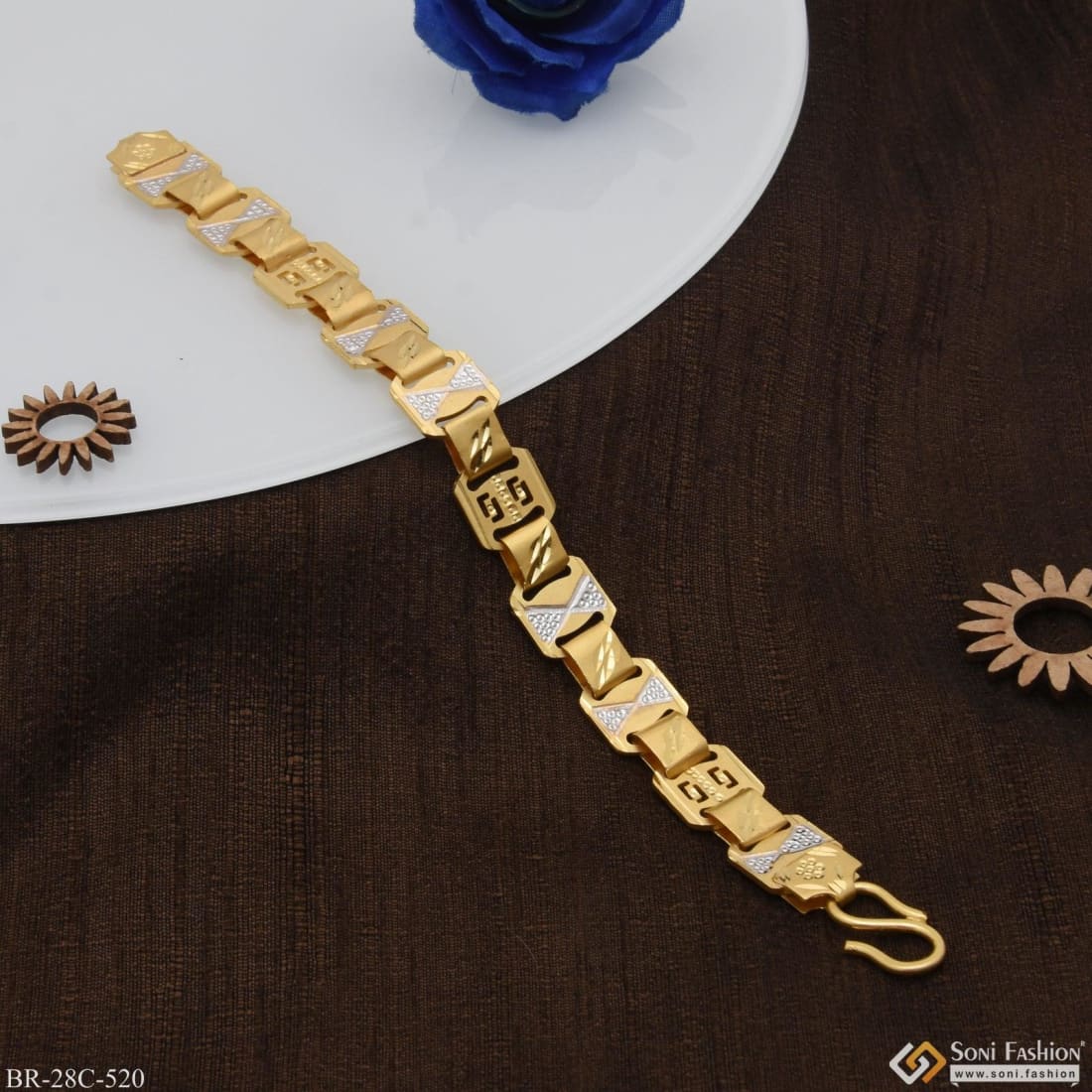 1 Gram Gold Plated Unique Design Premium-grade Quality Bracelet For Men - Style C520 - Image 3