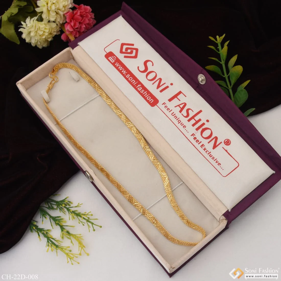 1 Gram Gold Plated Unique Design Premium-Grade Quality Chain for Men - Style D008 - Image 3