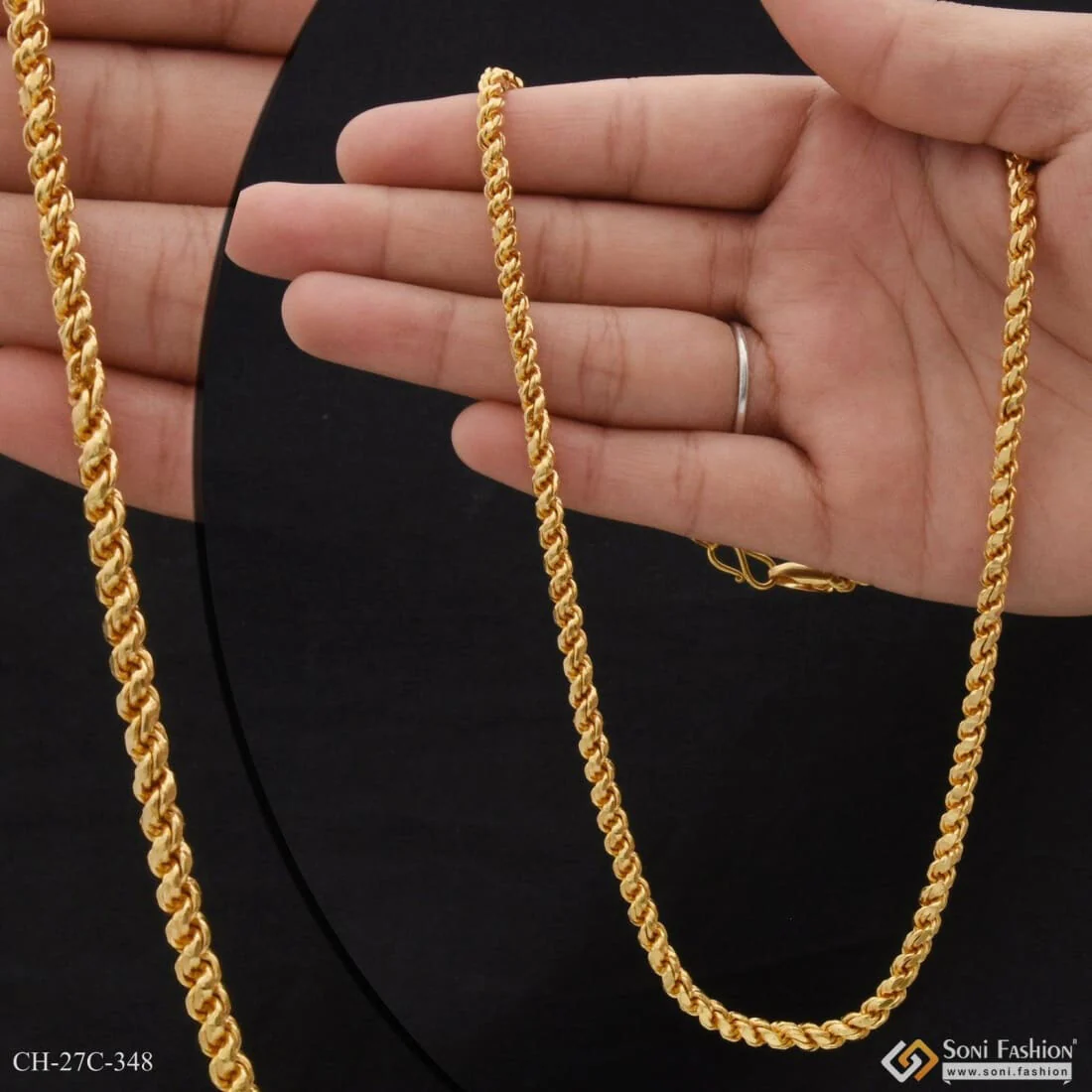 1 Gram Gold Plated Unique Design Premium-Grade Quality Chain for Men - Style C348 - Image 11