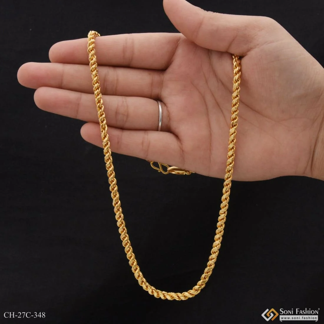 1 Gram Gold Plated Unique Design Premium-Grade Quality Chain for Men - Style C348 - Image 12