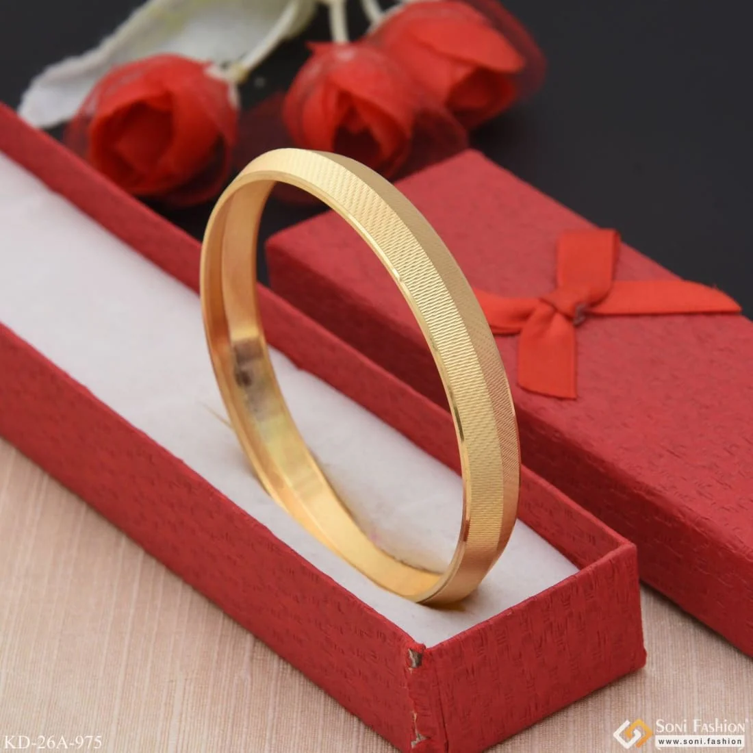 1 Gram Gold Plated Unique Design Premium-Grade Quality Kada for Men - Style A975 - Image 3