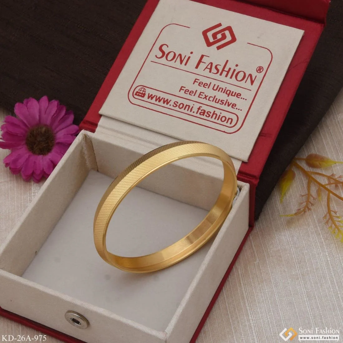 1 Gram Gold Plated Unique Design Premium-Grade Quality Kada for Men - Style A975 - Image 4