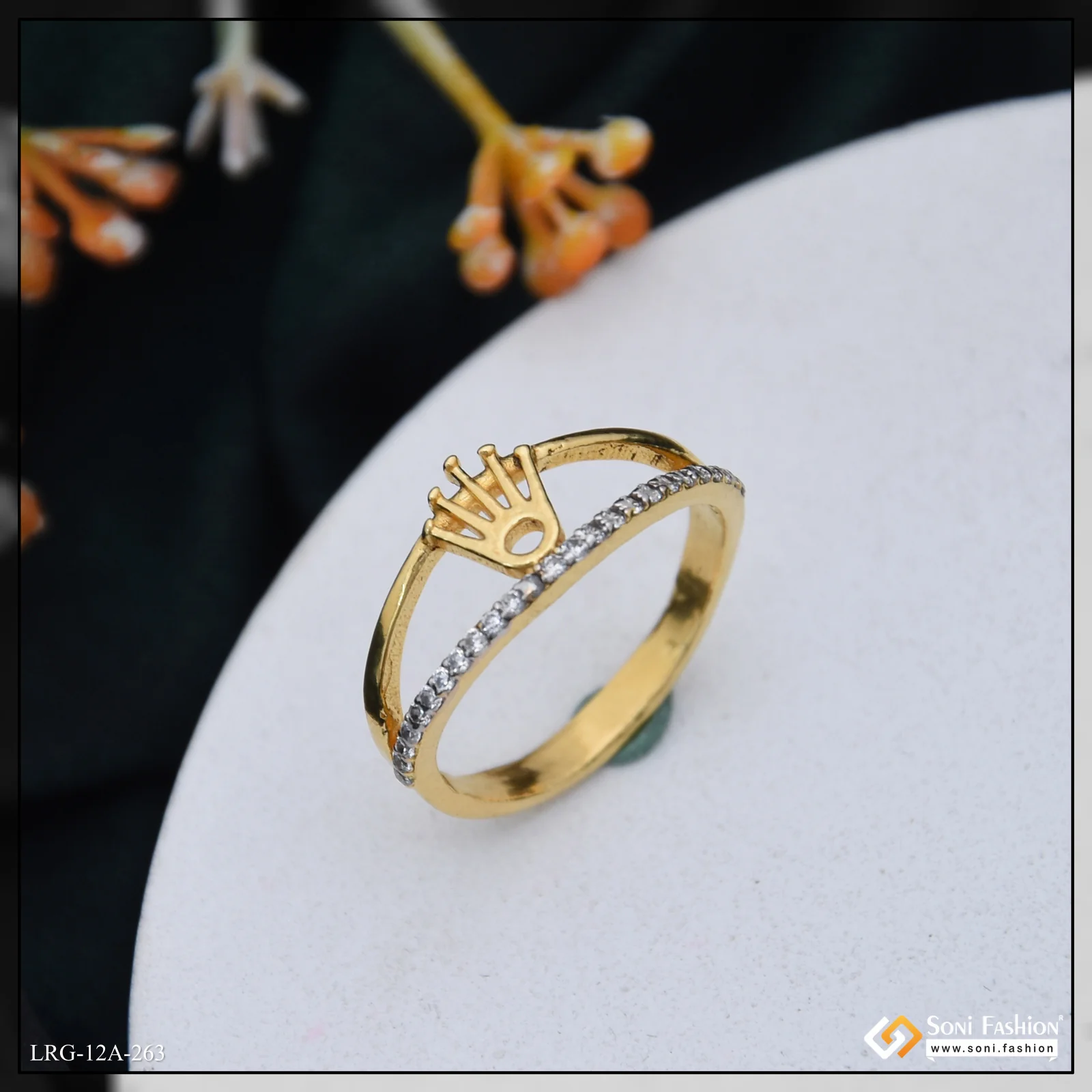 1 Gram Gold Plated Unique Design Ring for Ladies - Style A263 - Image 3