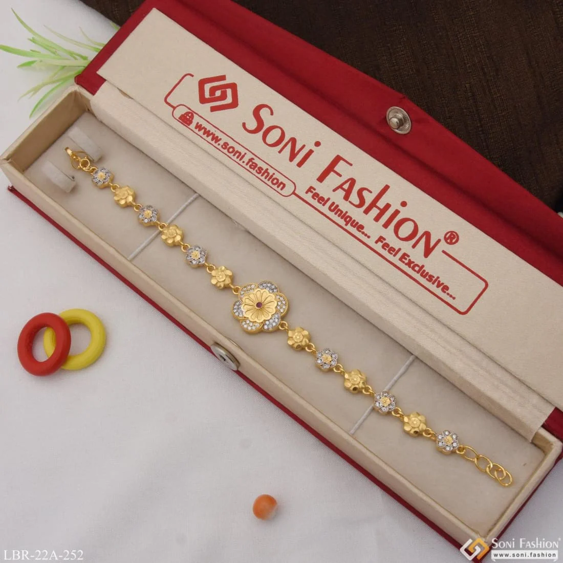 1 Gram Gold Plated With Diamond Beautiful Design Bracelet For Ladies - Style A252 - Image 4
