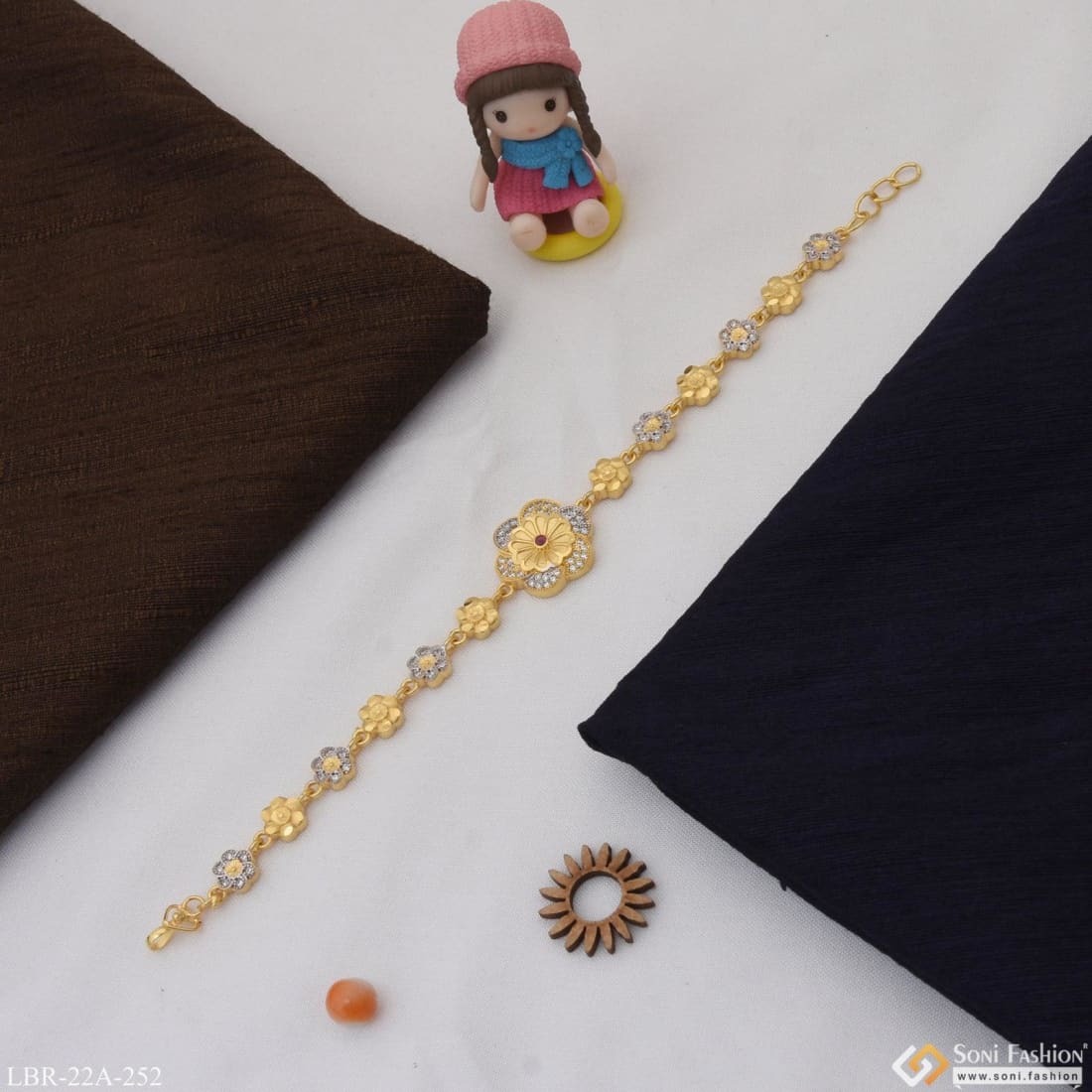1 Gram Gold Plated With Diamond Beautiful Design Bracelet For Ladies - Style A252 - Image 6