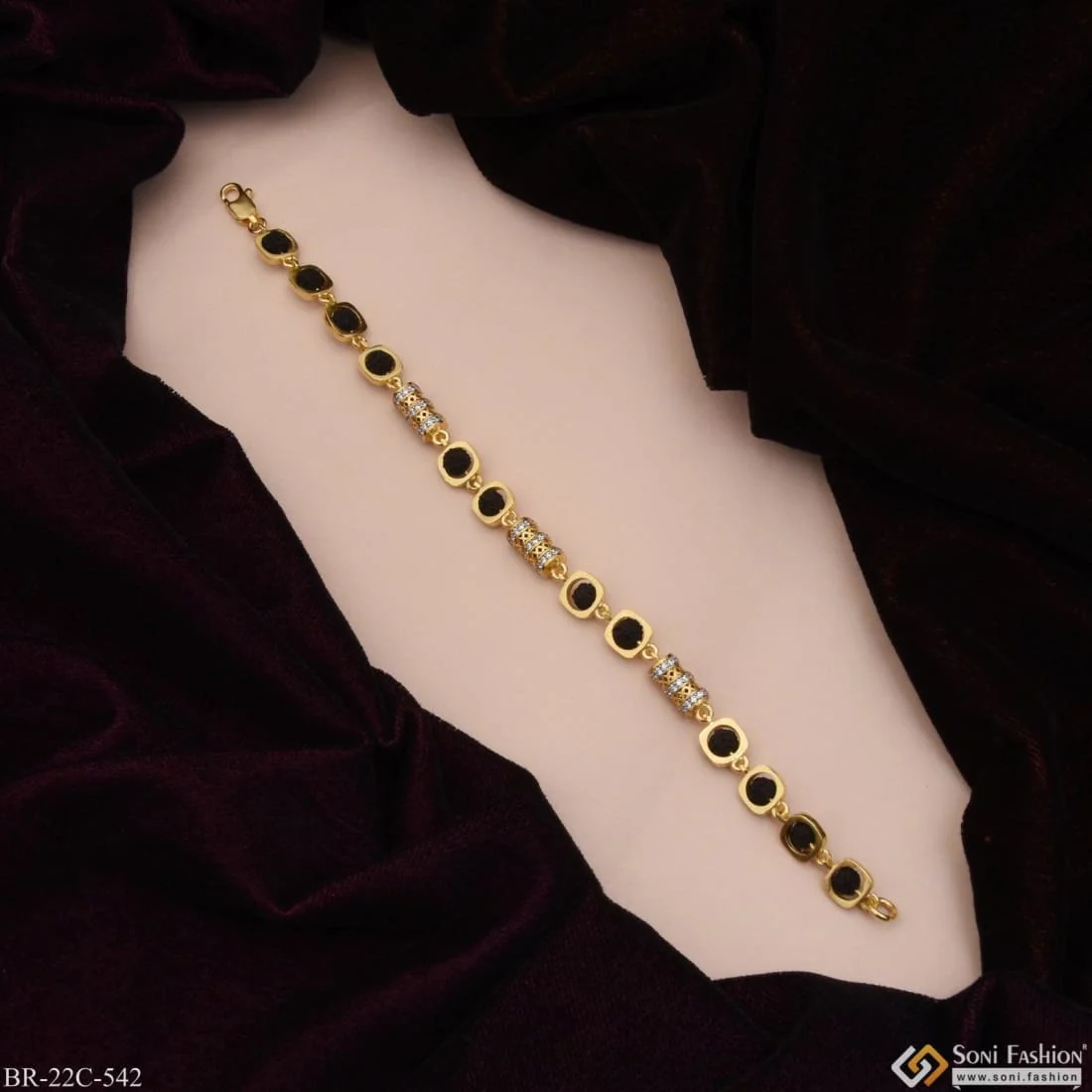 1 Gram Gold Plated With Diamond Best Quality Rudraksha Bracelet For Men - Style C542 - Image 3