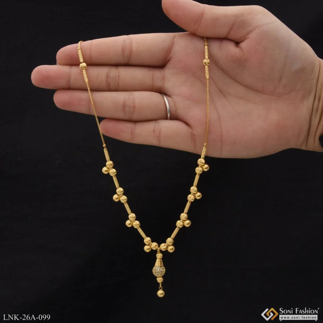 1 Gram Gold Plated with Diamond Brilliant Design Necklace for Women - Style A099 - Image 2