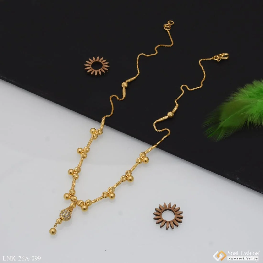 1 Gram Gold Plated with Diamond Brilliant Design Necklace for Women - Style A099 - Image 3