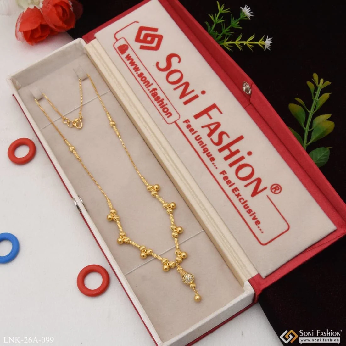 1 Gram Gold Plated with Diamond Brilliant Design Necklace for Women - Style A099 - Image 4