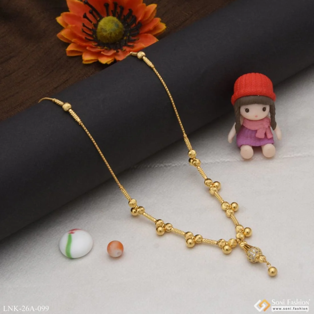 1 Gram Gold Plated with Diamond Brilliant Design Necklace for Women - Style A099 - Image 5