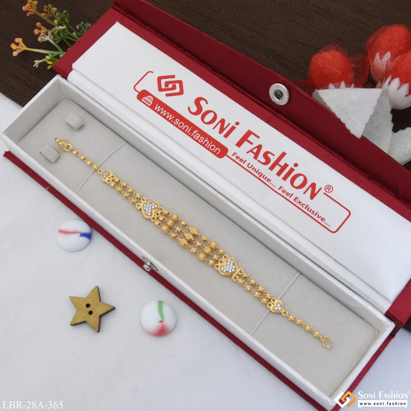 1 Gram Gold Plated with Diamond Casual Design Bracelet for Ladies - Style A365 - Image 2
