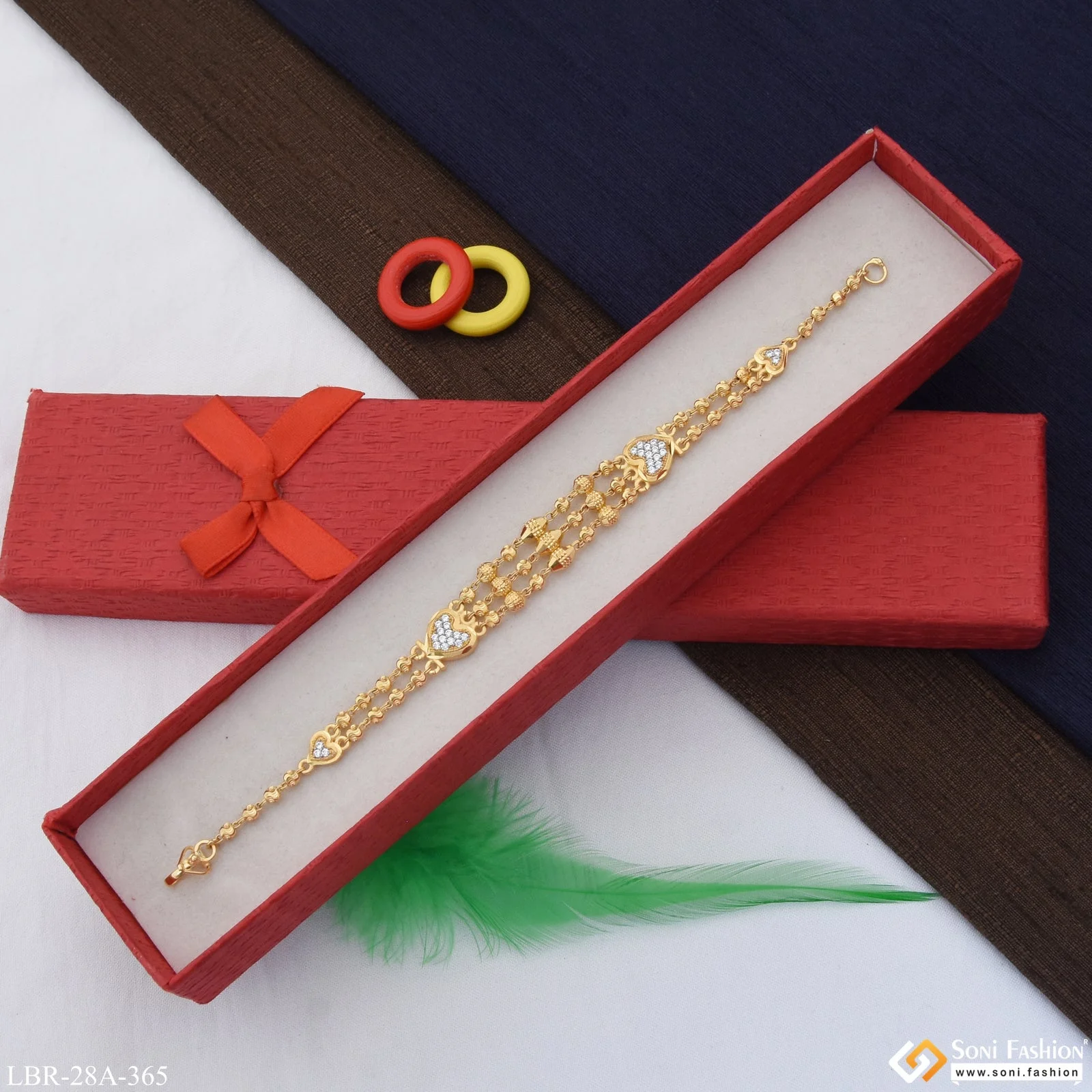 1 Gram Gold Plated with Diamond Casual Design Bracelet for Ladies - Style A365 - Image 3