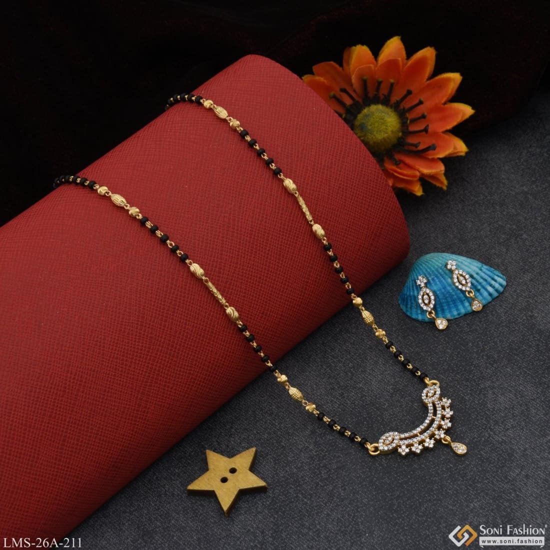 1 Gram Gold Plated With Diamond Casual Design Mangalsutra Set For Women - Style A211 - Image 3