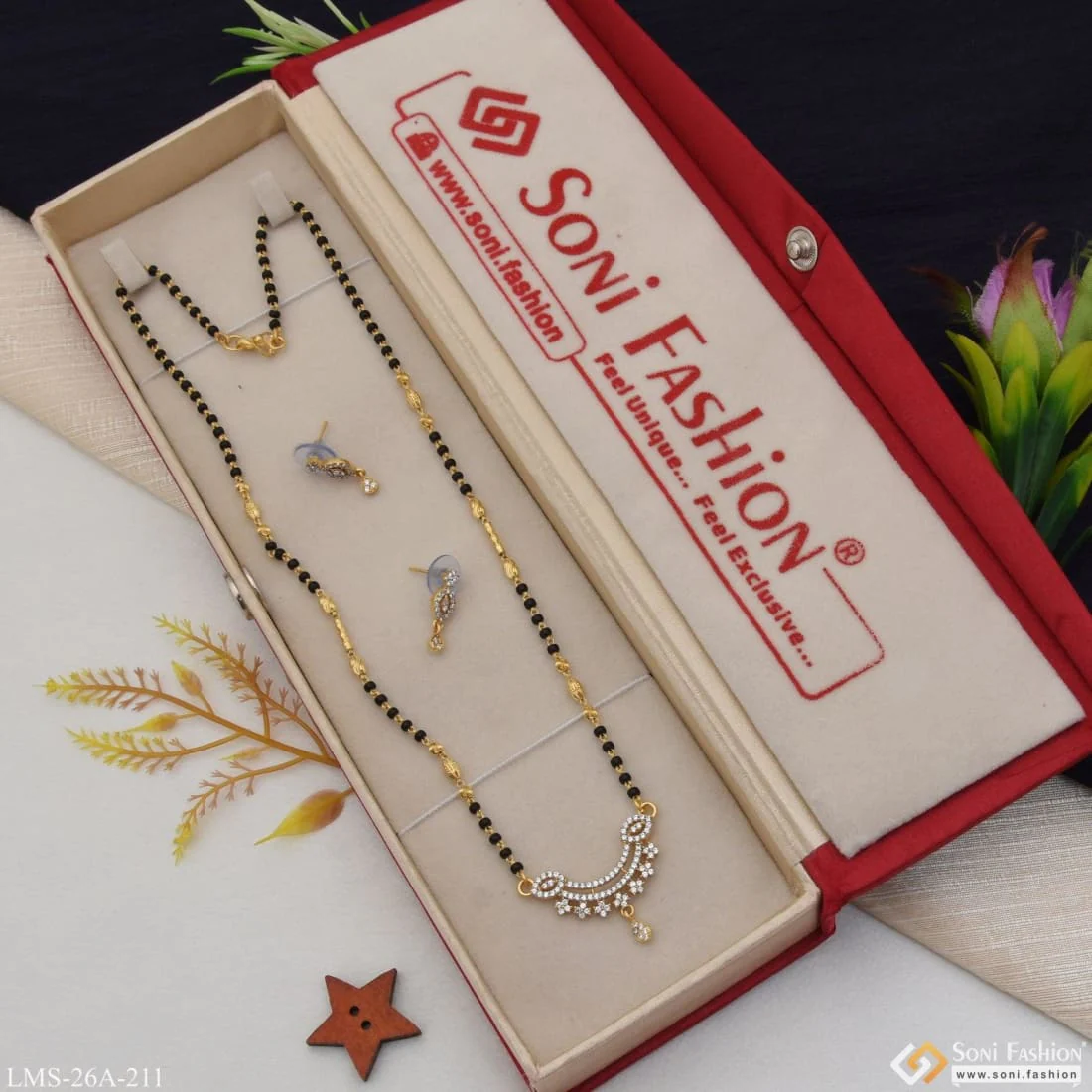 1 Gram Gold Plated With Diamond Casual Design Mangalsutra Set For Women - Style A211 - Image 5