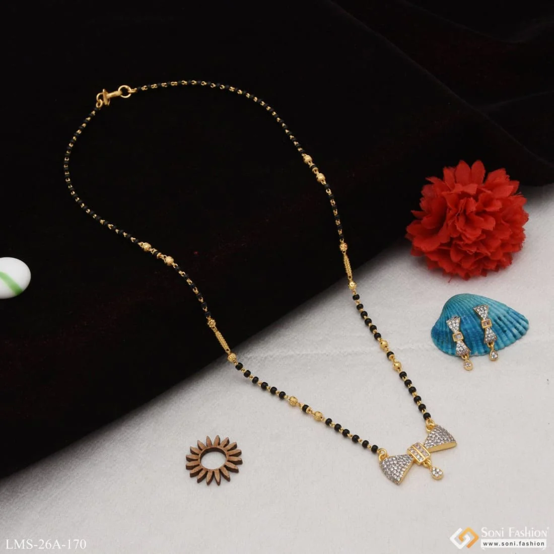 1 Gram Gold Plated With Diamond Cool Design Mangalsutra Set For Women - Style A170 - Image 6