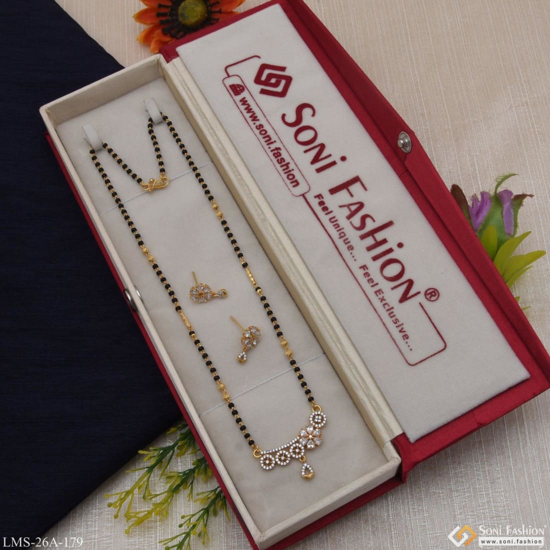 1 Gram Gold Plated With Diamond Cool Design Mangalsutra Set For Women - Style A179 - Image 3