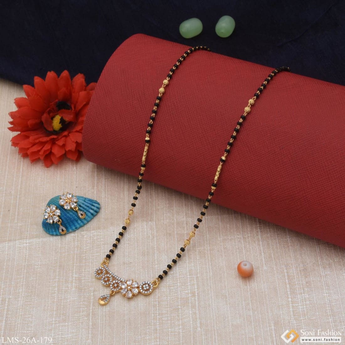 1 Gram Gold Plated With Diamond Cool Design Mangalsutra Set For Women - Style A179 - Image 5