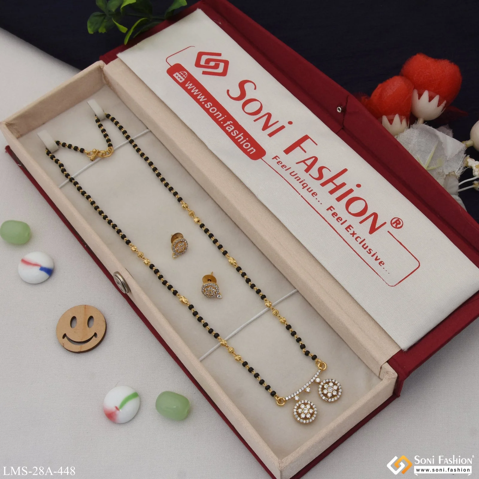 1 Gram Gold Plated with Diamond Cool Design Mangalsutra Set for Women - Style A448 - Image 3