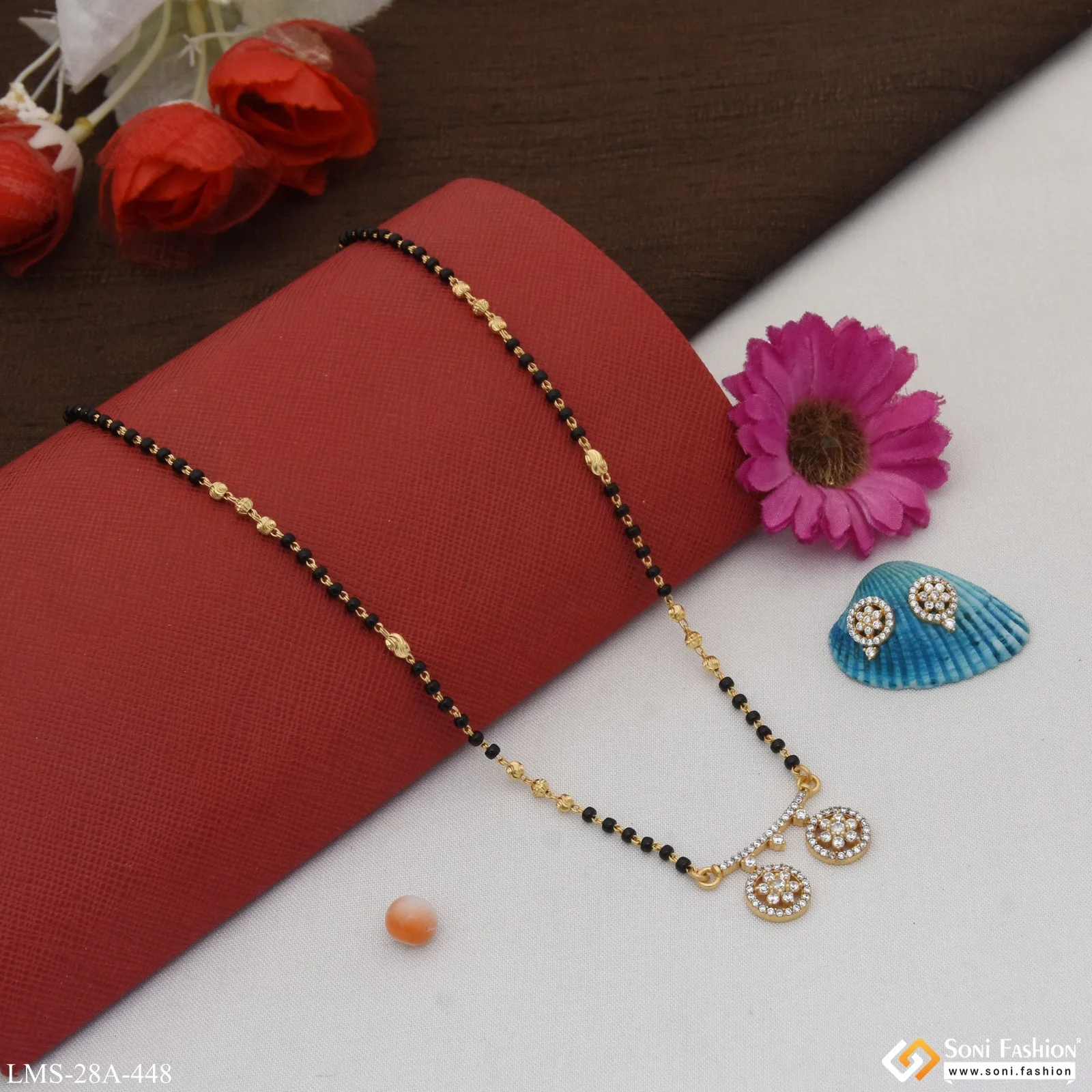 1 Gram Gold Plated with Diamond Cool Design Mangalsutra Set for Women - Style A448 - Image 5