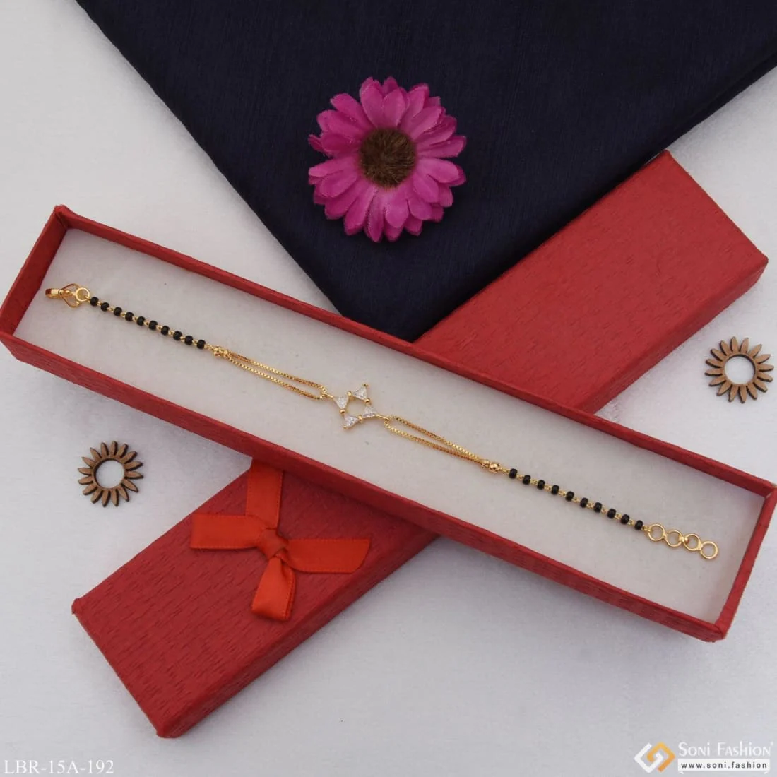 1 Gram Gold Plated With Diamond Designer Mangalsutra Bracelet For Women - Style A192 - Image 2