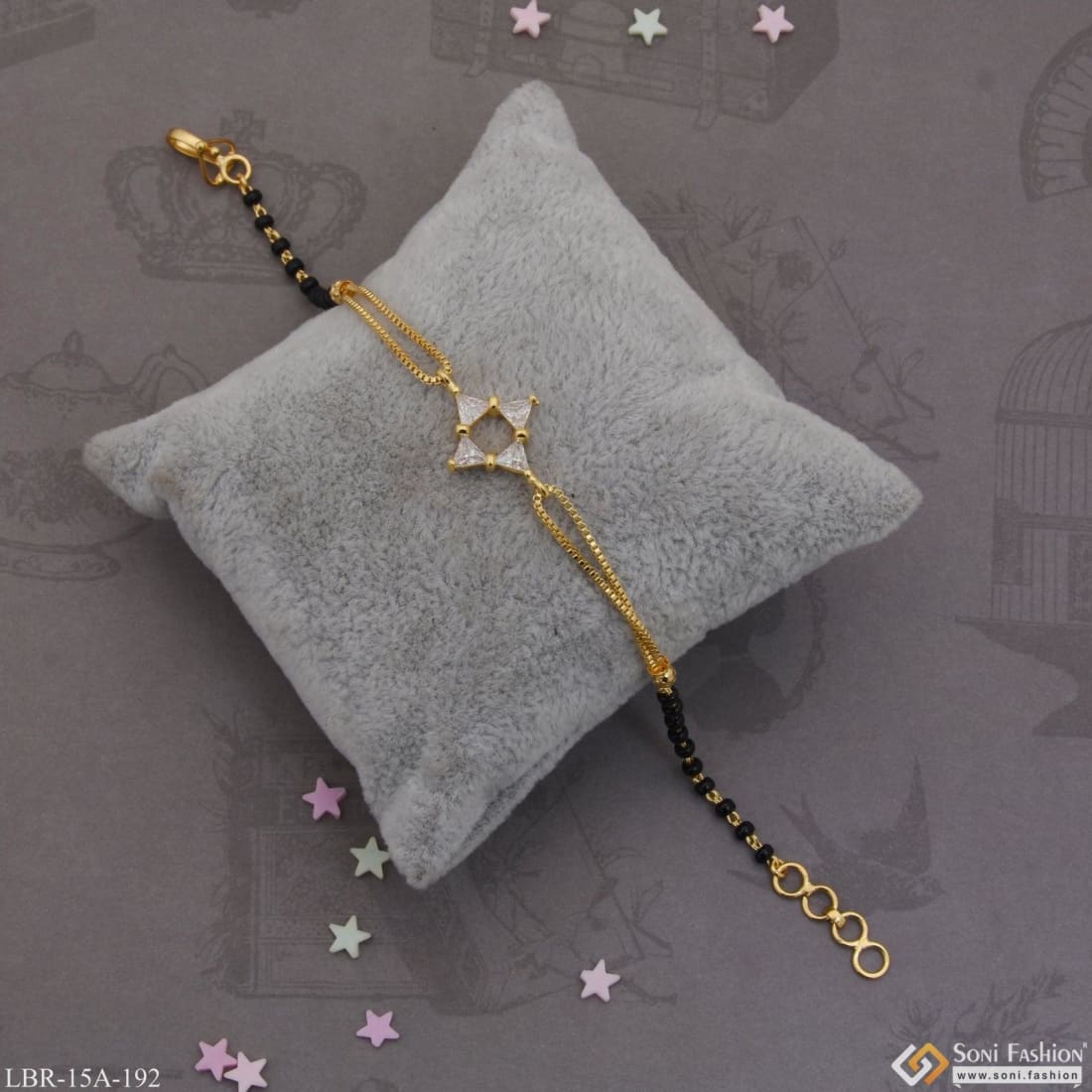 1 Gram Gold Plated With Diamond Designer Mangalsutra Bracelet For Women - Style A192 - Image 3