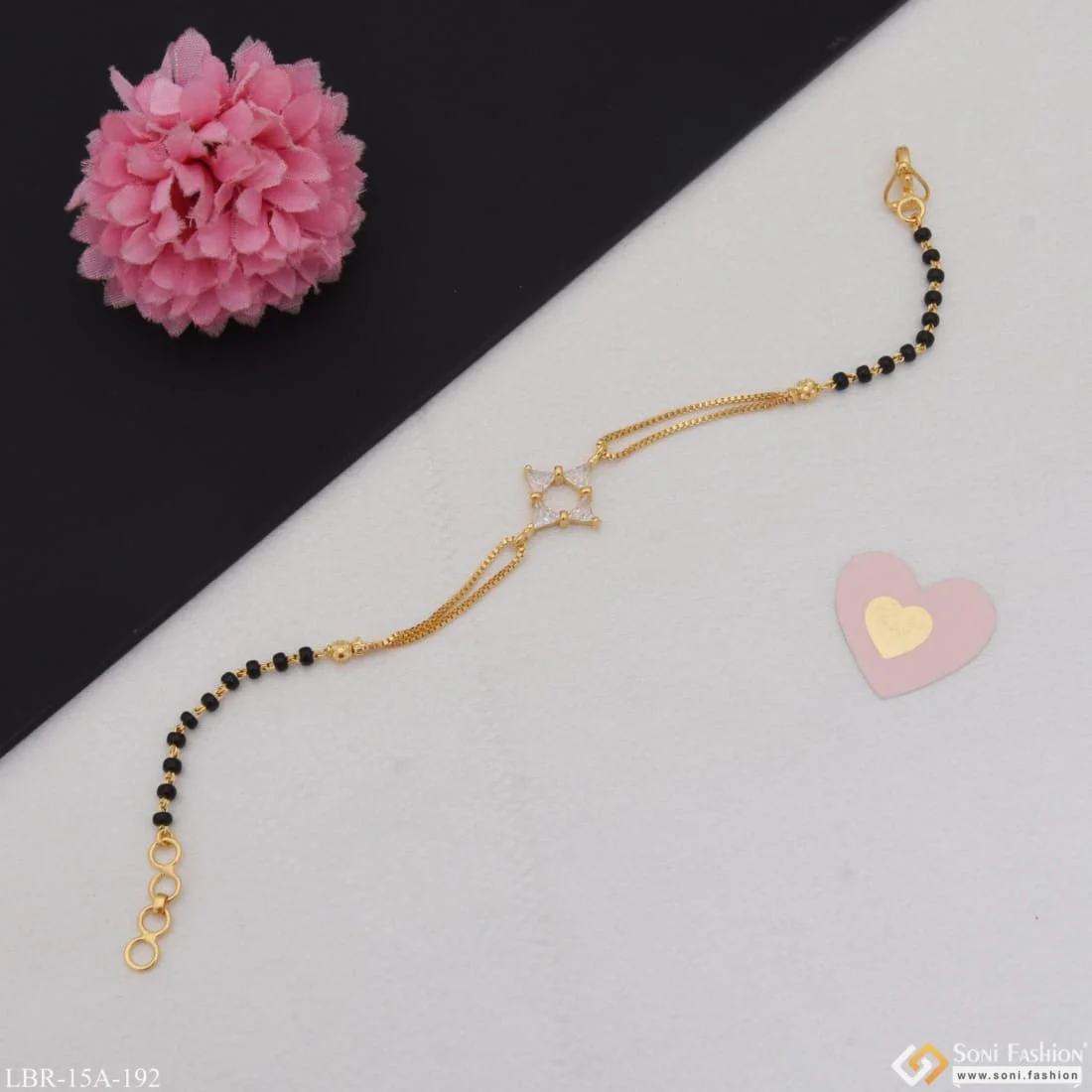 1 Gram Gold Plated With Diamond Designer Mangalsutra Bracelet For Women - Style A192 - Image 4