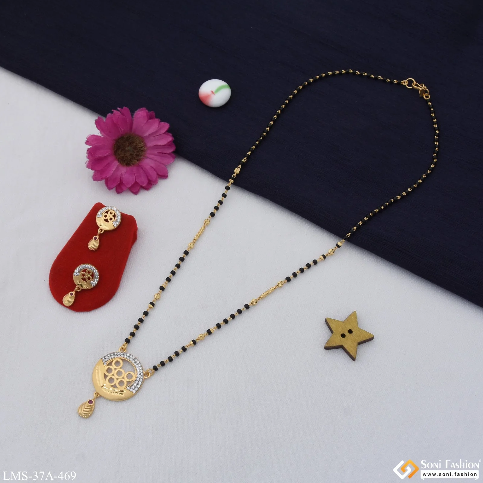 1 Gram Gold Plated with Diamond Designer Mangalsutra Set for Women - Style A469 - Image 6