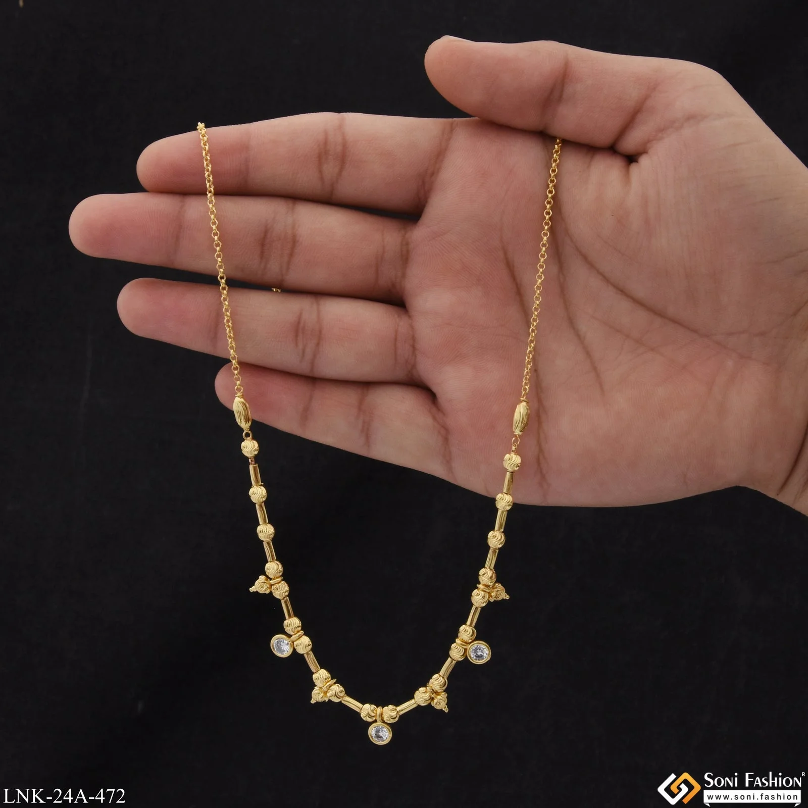 1 Gram Gold Plated with Diamond Fancy Design Necklace for Ladies - Style A472 - Image 3
