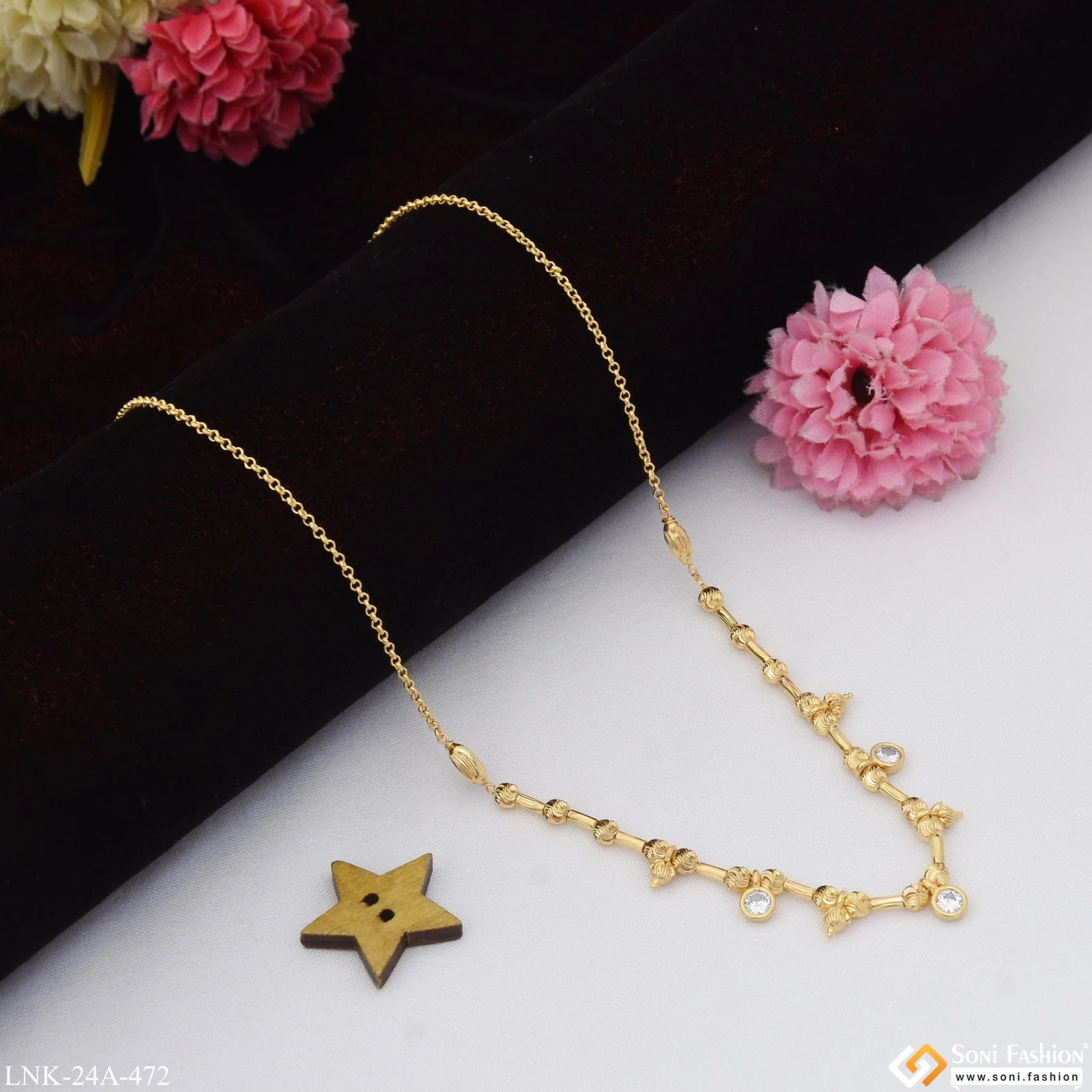 1 Gram Gold Plated with Diamond Fancy Design Necklace for Ladies - Style A472 - Image 4