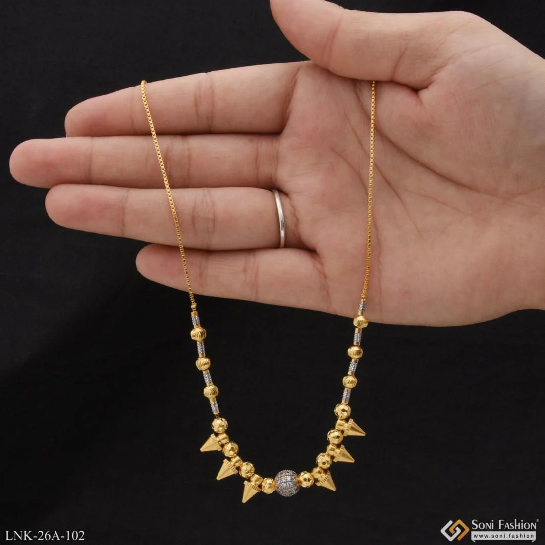 1 Gram Gold Plated with Diamond Fashion-Forward Necklace for Ladies - Style A102 - Image 3