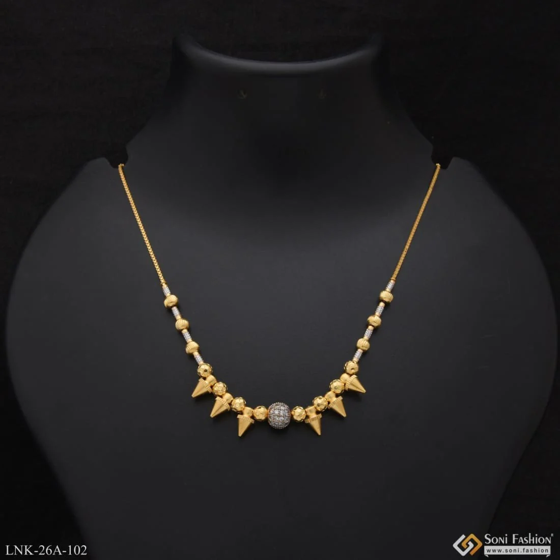 1 Gram Gold Plated with Diamond Fashion-Forward Necklace for Ladies - Style A102 - Image 4