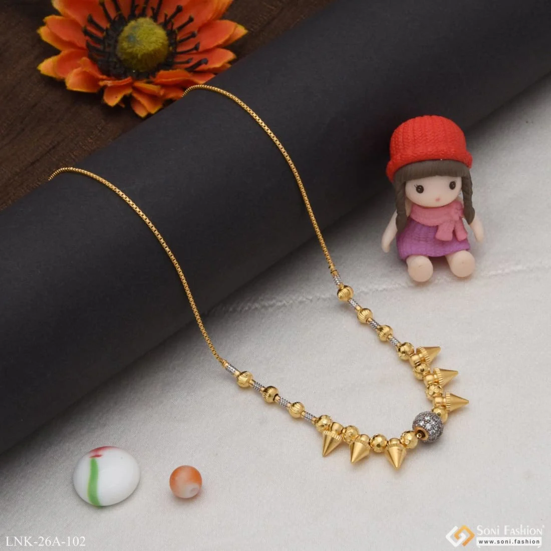 1 Gram Gold Plated with Diamond Fashion-Forward Necklace for Ladies - Style A102 - Image 5