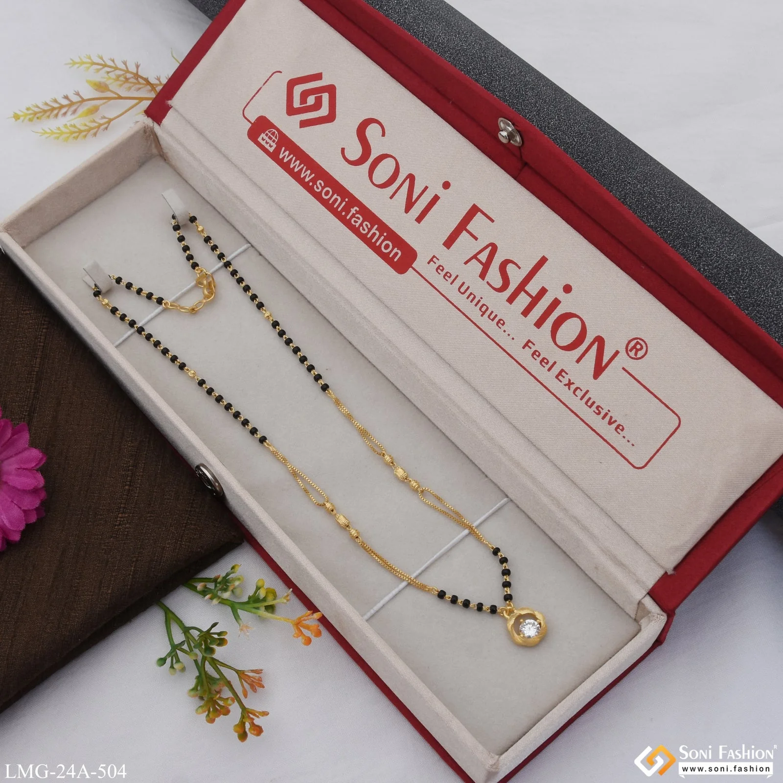 1 Gram Gold Plated with Diamond Fashionable Mangalsutra for Women - Style A504 - Image 2