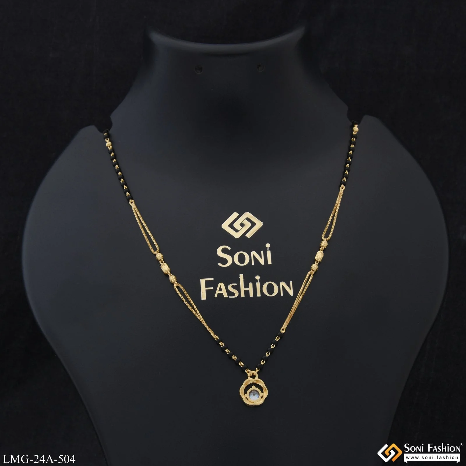 1 Gram Gold Plated with Diamond Fashionable Mangalsutra for Women - Style A504 - Image 3
