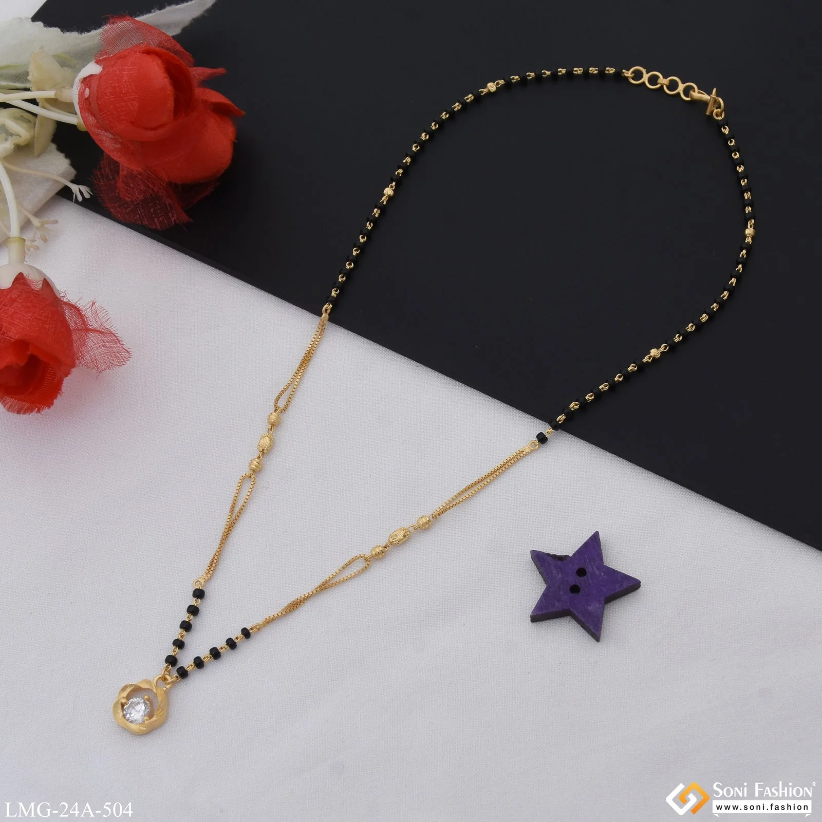 1 Gram Gold Plated with Diamond Fashionable Mangalsutra for Women - Style A504 - Image 5