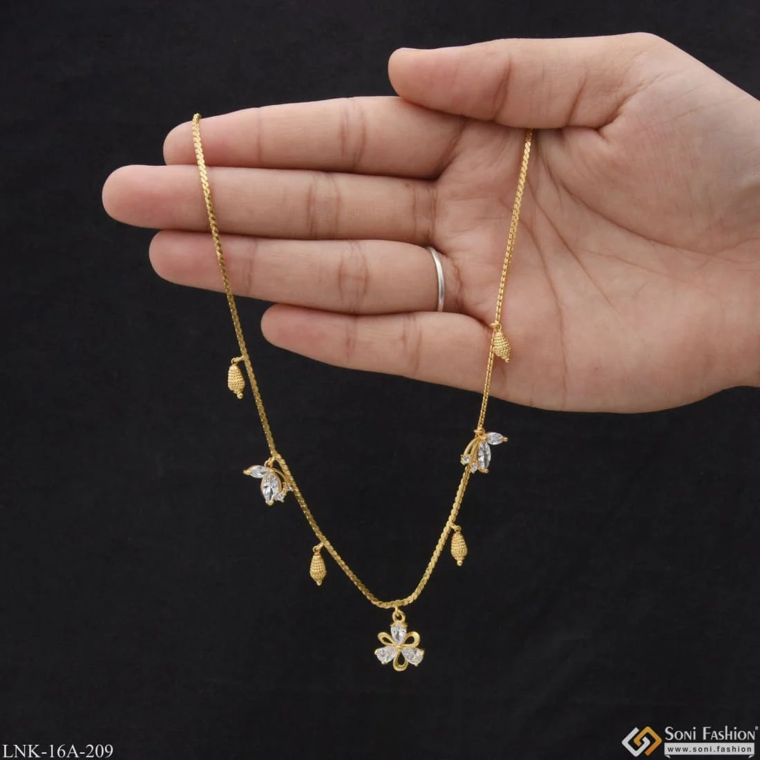 1 Gram Gold Plated with Diamond Finely Detailed Necklace for Ladies - Style A209 - Image 2