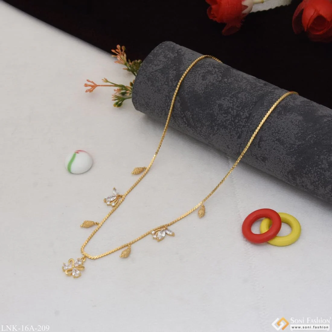 1 Gram Gold Plated with Diamond Finely Detailed Necklace for Ladies - Style A209 - Image 4