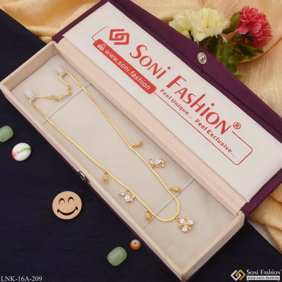 1 Gram Gold Plated with Diamond Finely Detailed Necklace for Ladies - Style A209 - Image 5